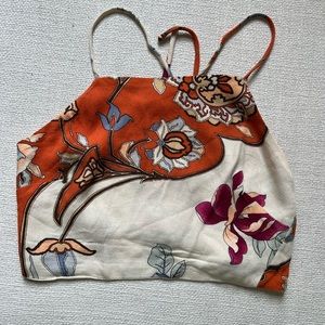 Reformation Printed Cropped Halter Top